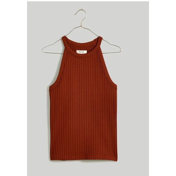 Madewell Tops - Madewell NWT Ribbed Cutaway Crewneck Tank in Brown  NN264 // S